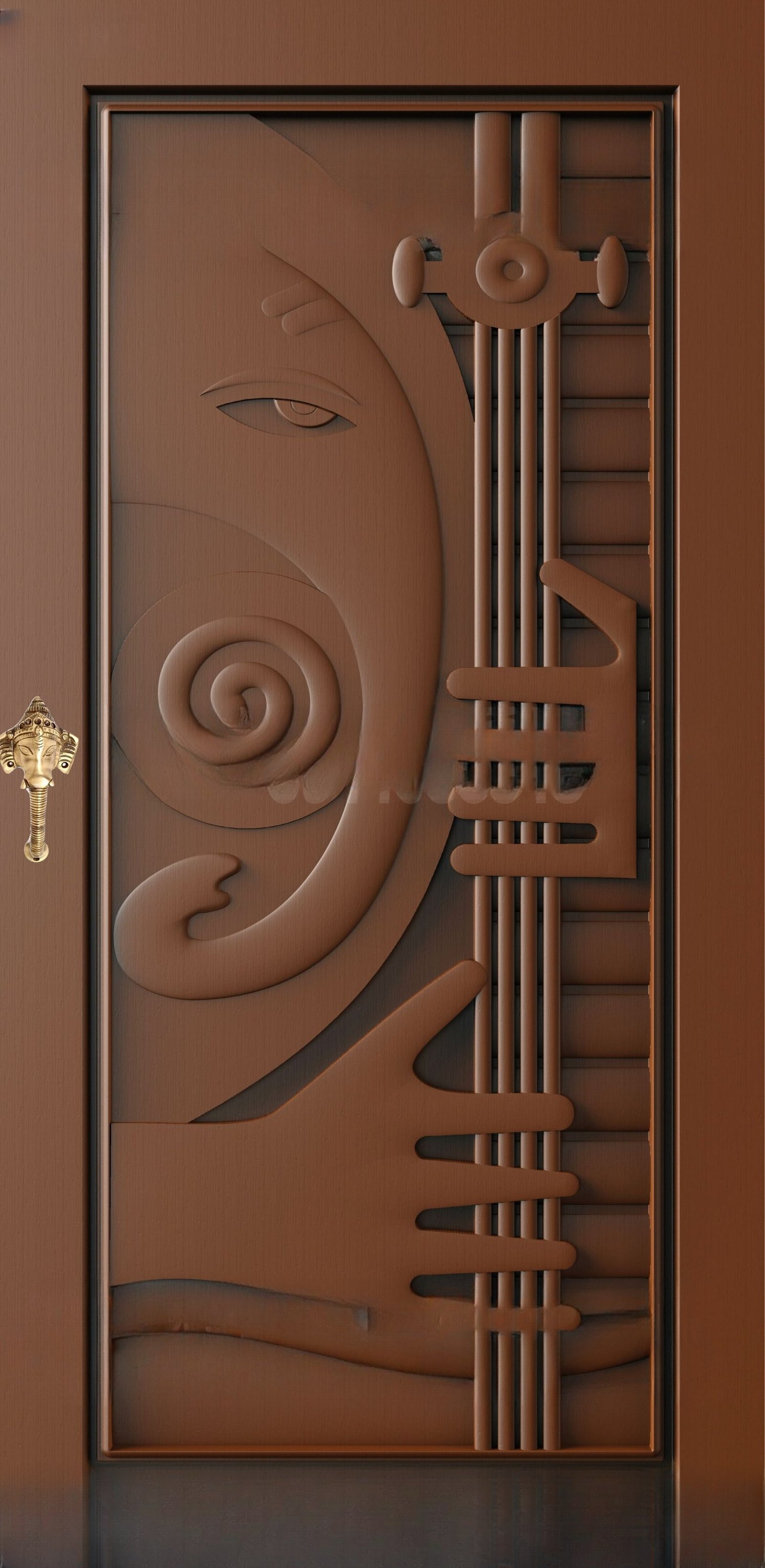 God Doors - GD-17 Divine Ganesha Veena Player 3D Relief Carving Design